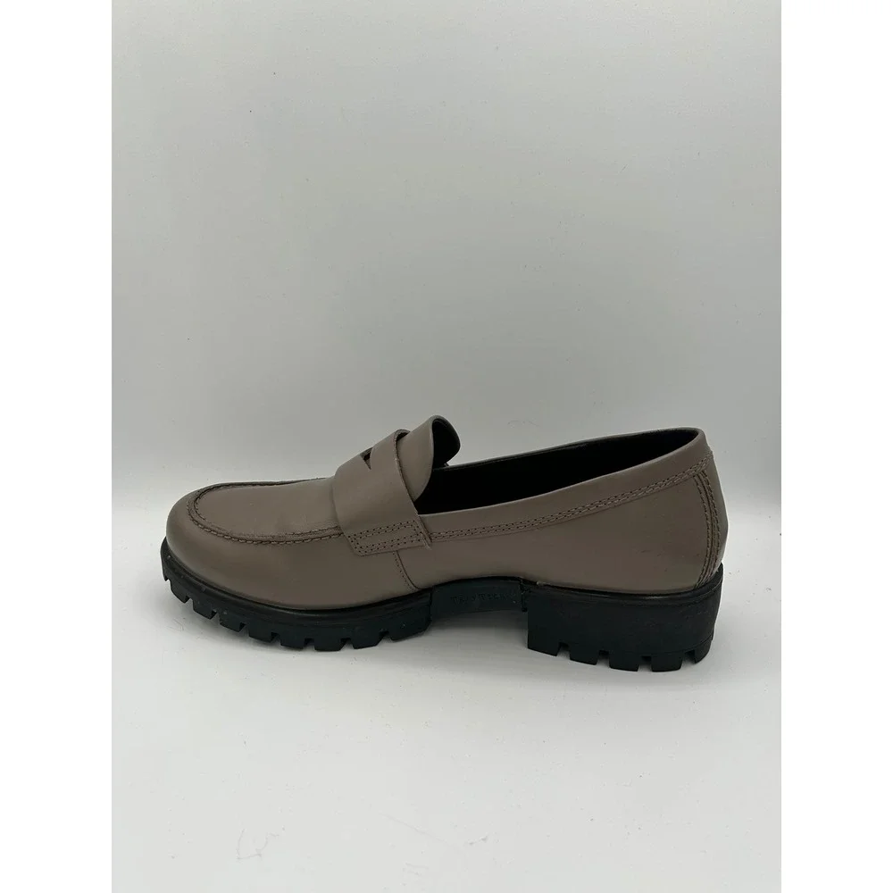 ECCO Modtray Penny Loafers Women Sz 8-8.5 Taupe Leather Lug Sole 490013-01674
